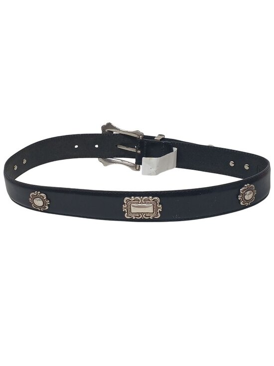 Fossil Accessories - Fossil Black Leather Belt Silver-Tone Buckle & Accents Women Small Western #I-1H